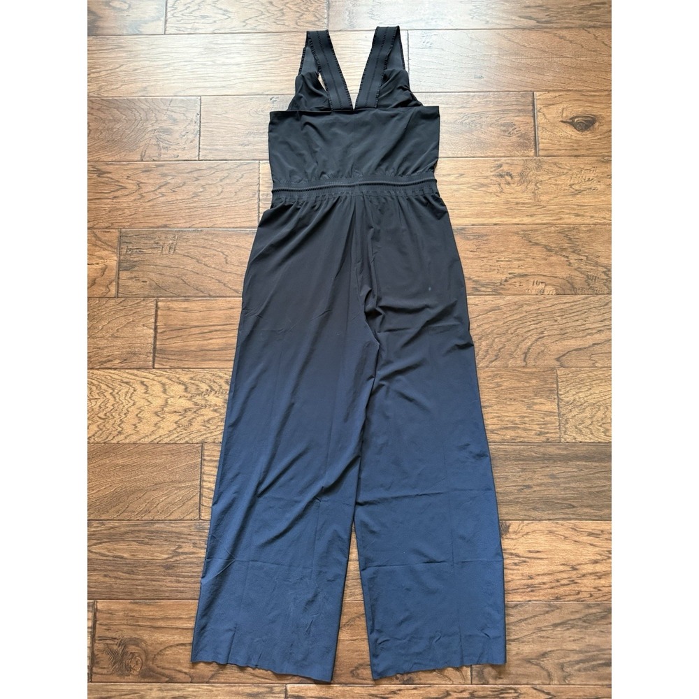 Athleta Savannah Black V Neck Wide Leg Jumpsuit Size 4 Stretch Athleisure - Picture 16 of 16